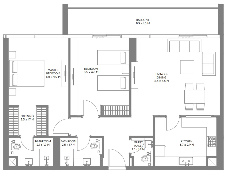 Arada The Gate 3 and 4 floor plan