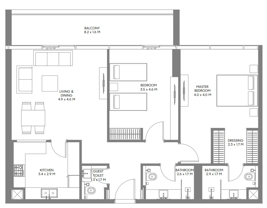 Arada The Gate 3 and 4 floor plan