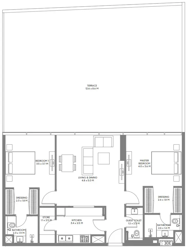Arada The Gate 3 and 4 floor plan