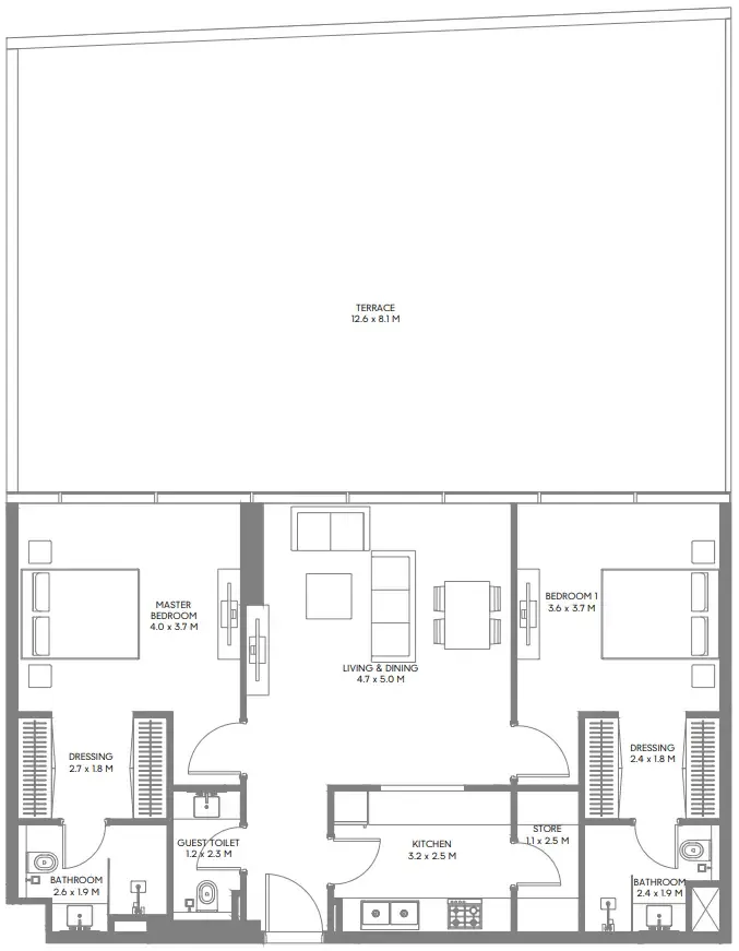 Arada The Gate 3 and 4 floor plan