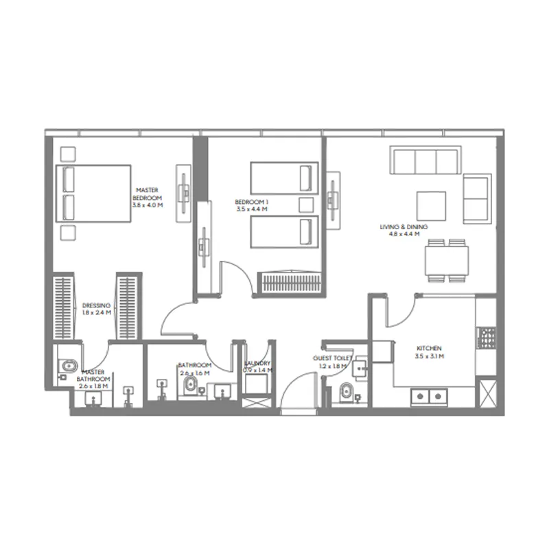 Arada The Gate 3 and 4 floor plan
