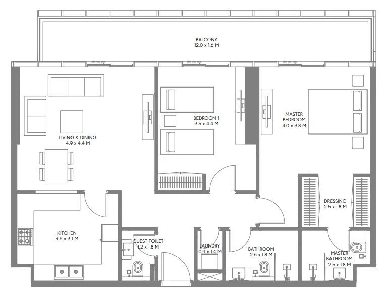 Arada The Gate 3 and 4 floor plan
