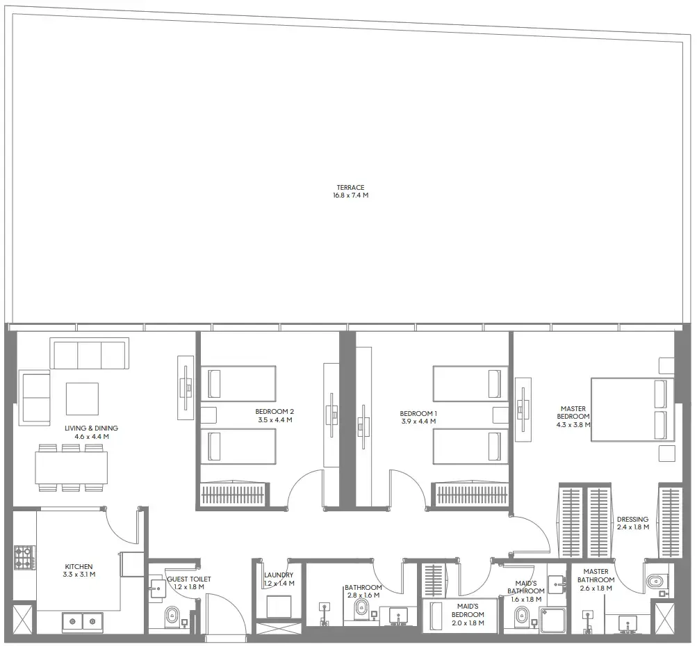Arada The Gate 3 and 4 floor plan