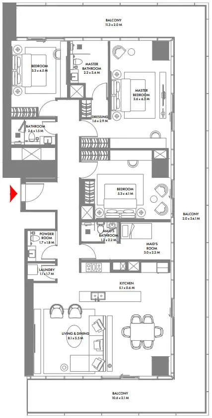 Arada W The Residences by Arada floor plan