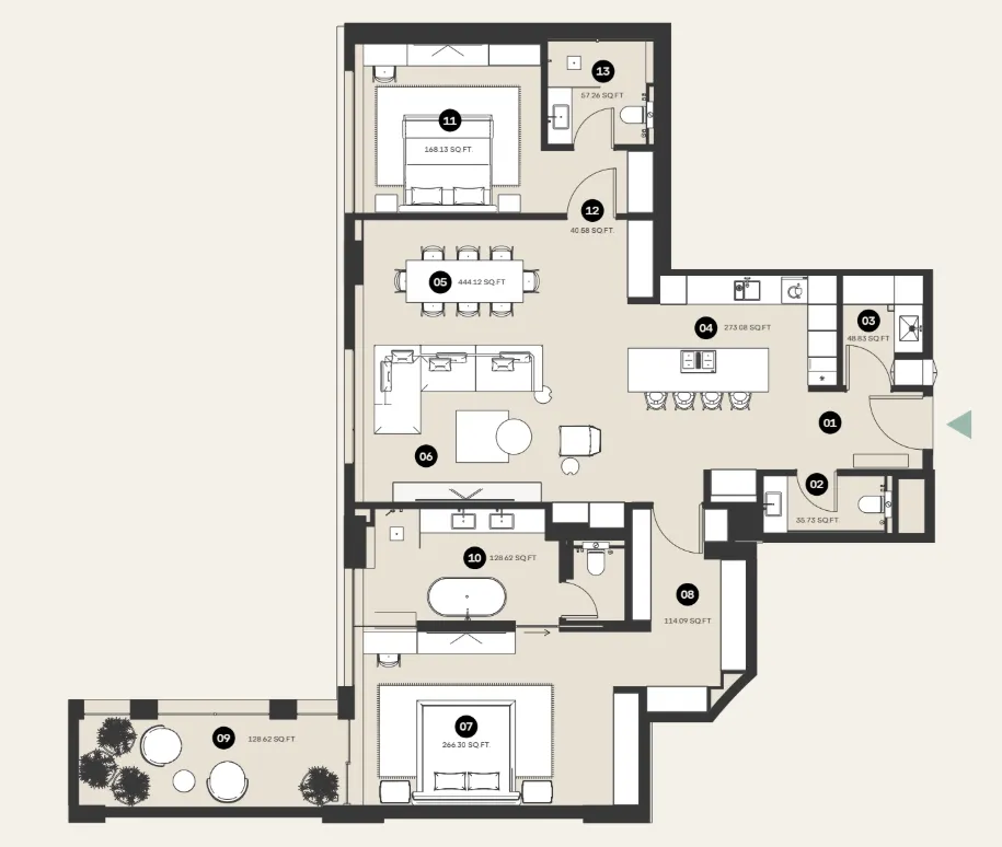 Al Hamra Waldorf Astoria Residences floor plan