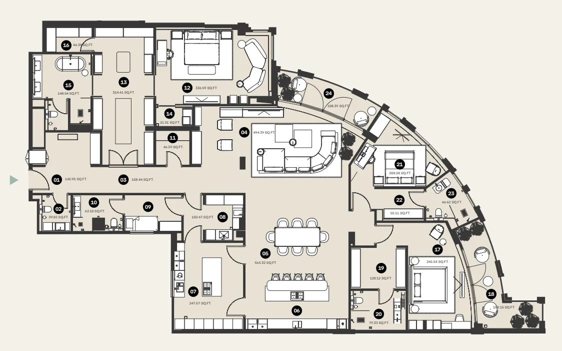 Al Hamra Waldorf Astoria Residences floor plan