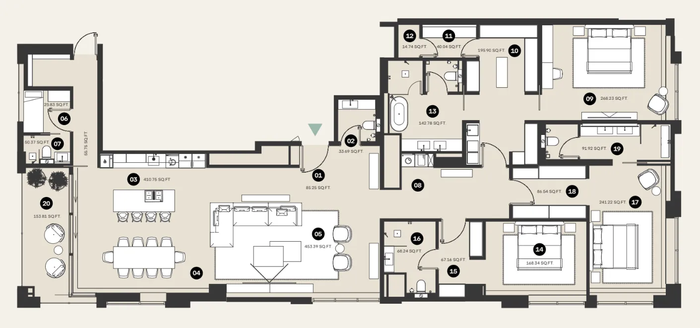 Al Hamra Waldorf Astoria Residences floor plan