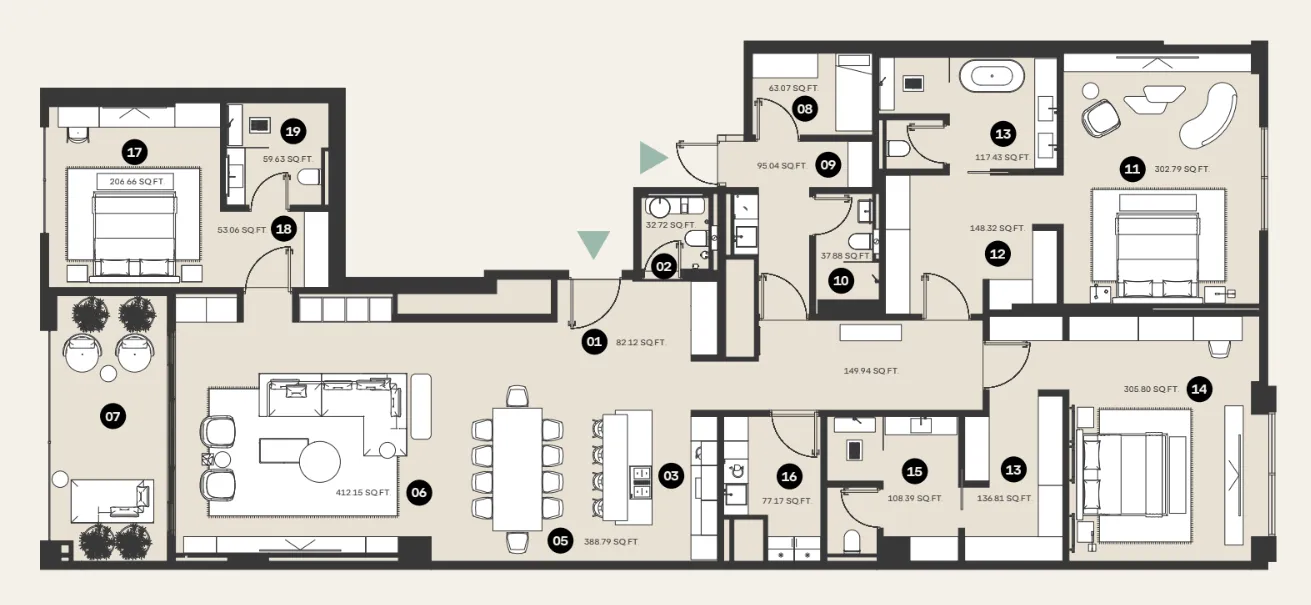 Al Hamra Waldorf Astoria Residences floor plan