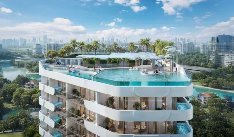 Exterior at Weybridge Gardens 5 in Dubailand Residence Complex Dubai