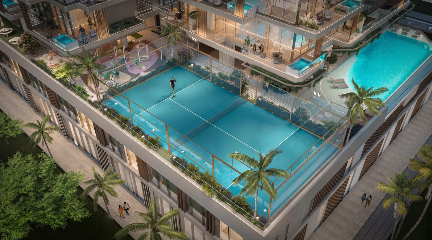 Podium Level Padel Court amenity image at Allegro Park