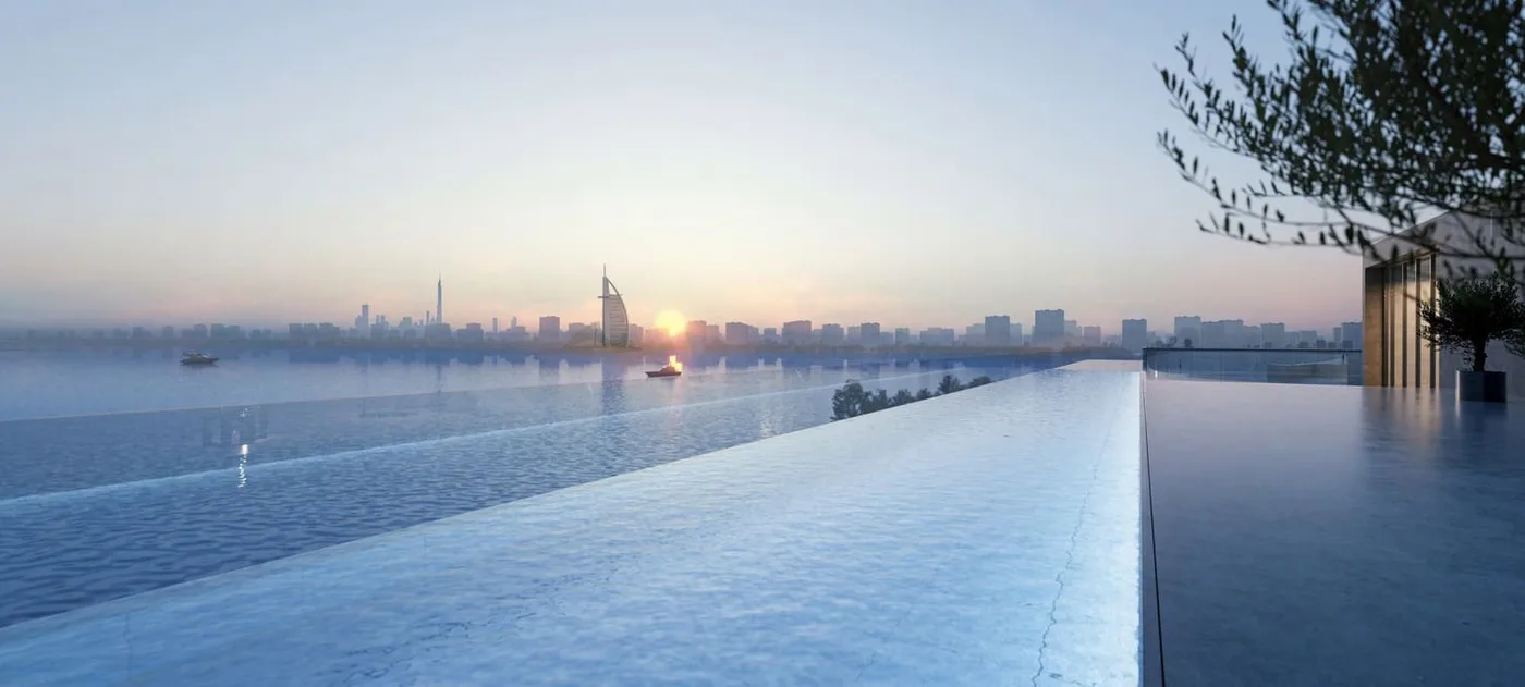 Large-Scale Infinity Pool amenity image at Armani Beach Residence