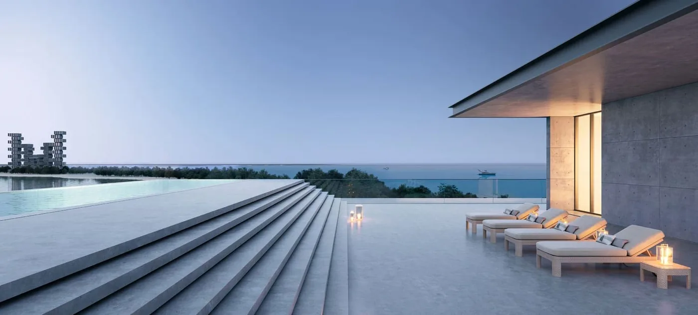 Lushly Landscaped Deck Area amenity image at Armani Beach Residence