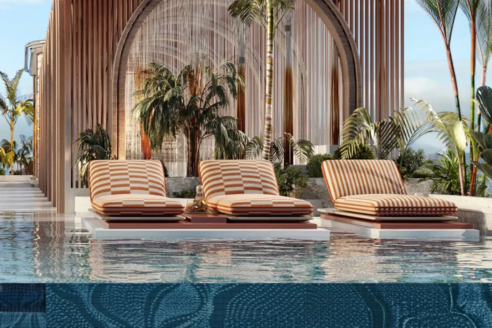 Infinity Pool With Private Cabanas amenity image at Arya Residences
