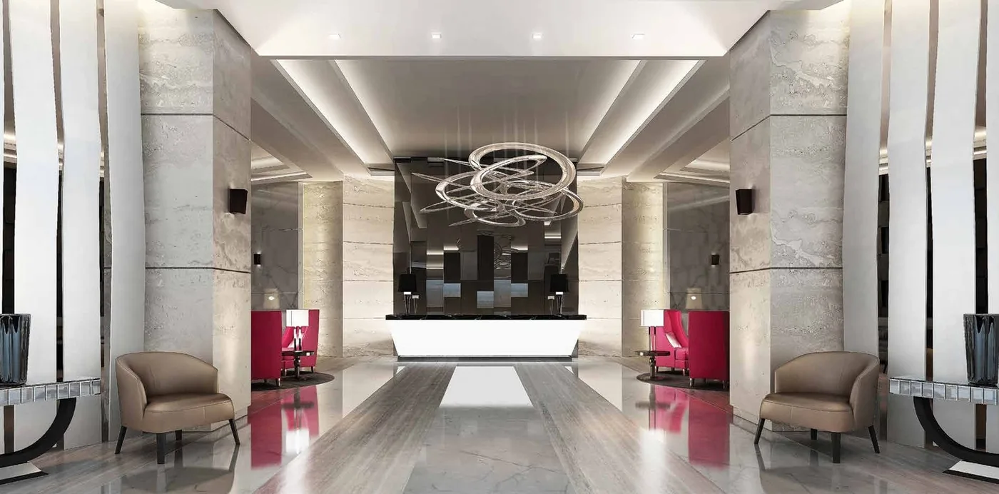 Grand Lobby With Cafe amenity image at Avanti Tower