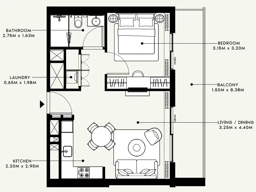 Azizi Beach Oasis 1 and 2 floor plan