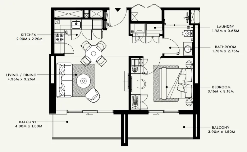 Azizi Beach Oasis 1 and 2 floor plan