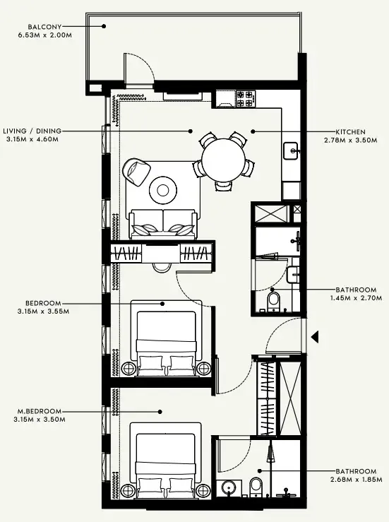 Azizi Beach Oasis 1 and 2 floor plan
