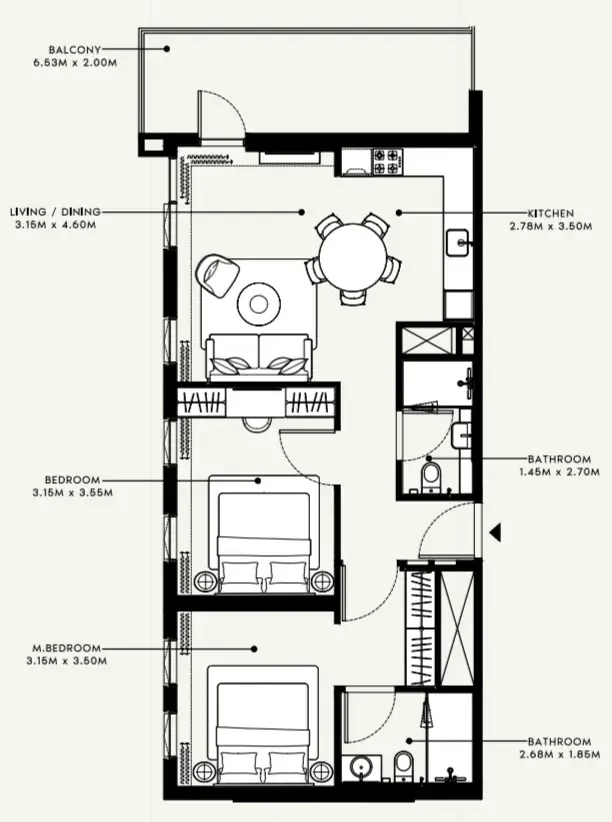 Azizi Beach Oasis 1 and 2 floor plan