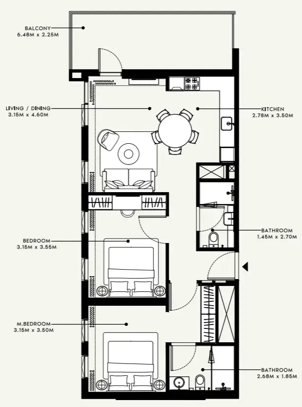 Azizi Beach Oasis 1 and 2 floor plan