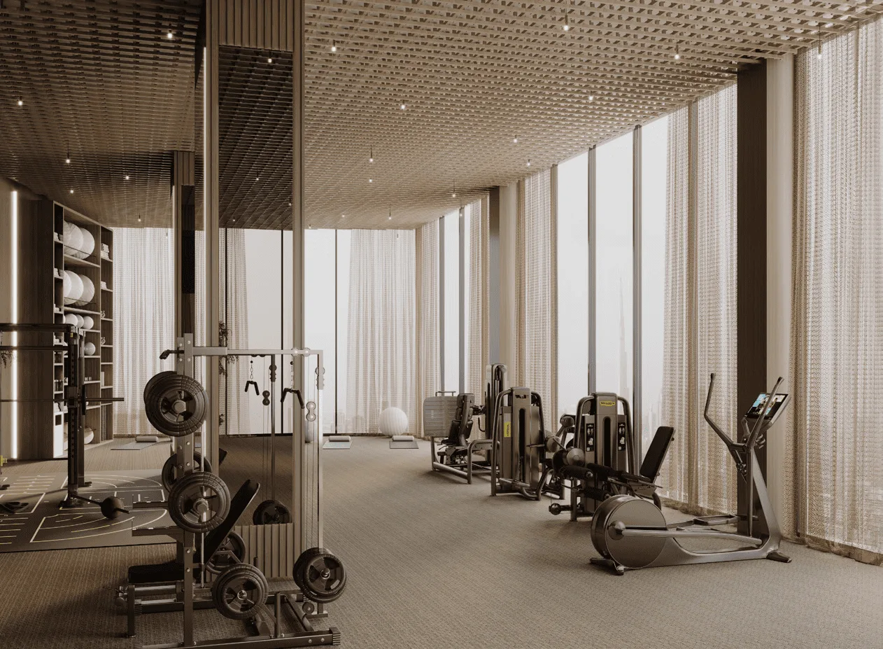 Indoor Gym amenity image at Binghatti Pinnacle