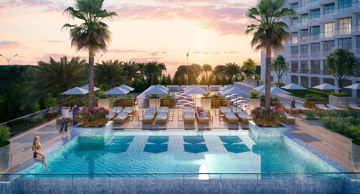 Two Temperature-Controlled Swimming Pools amenity image at Damac Hills 2 - Hotel Edge by Rotana