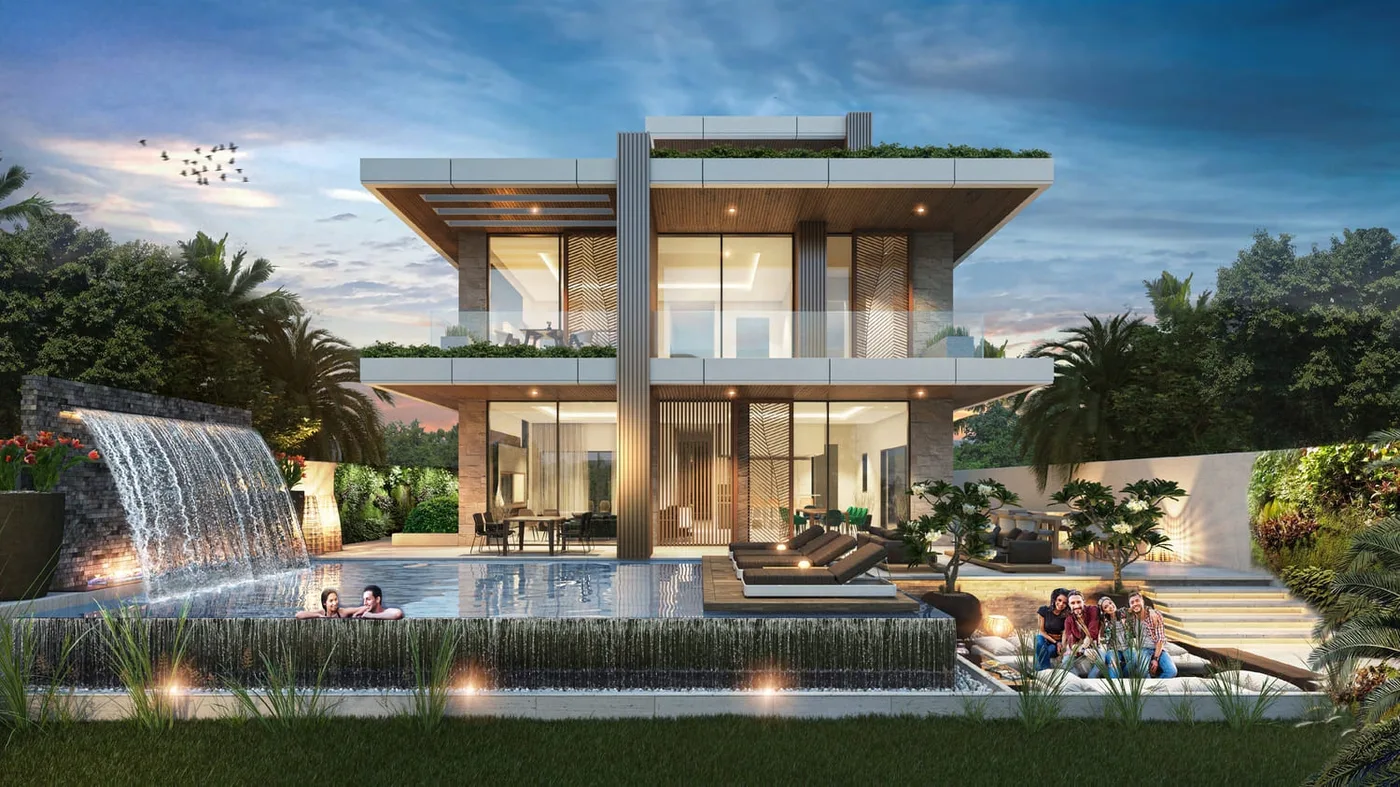 Waterfall Features amenity image at Damac Hills - Cavalli Estates