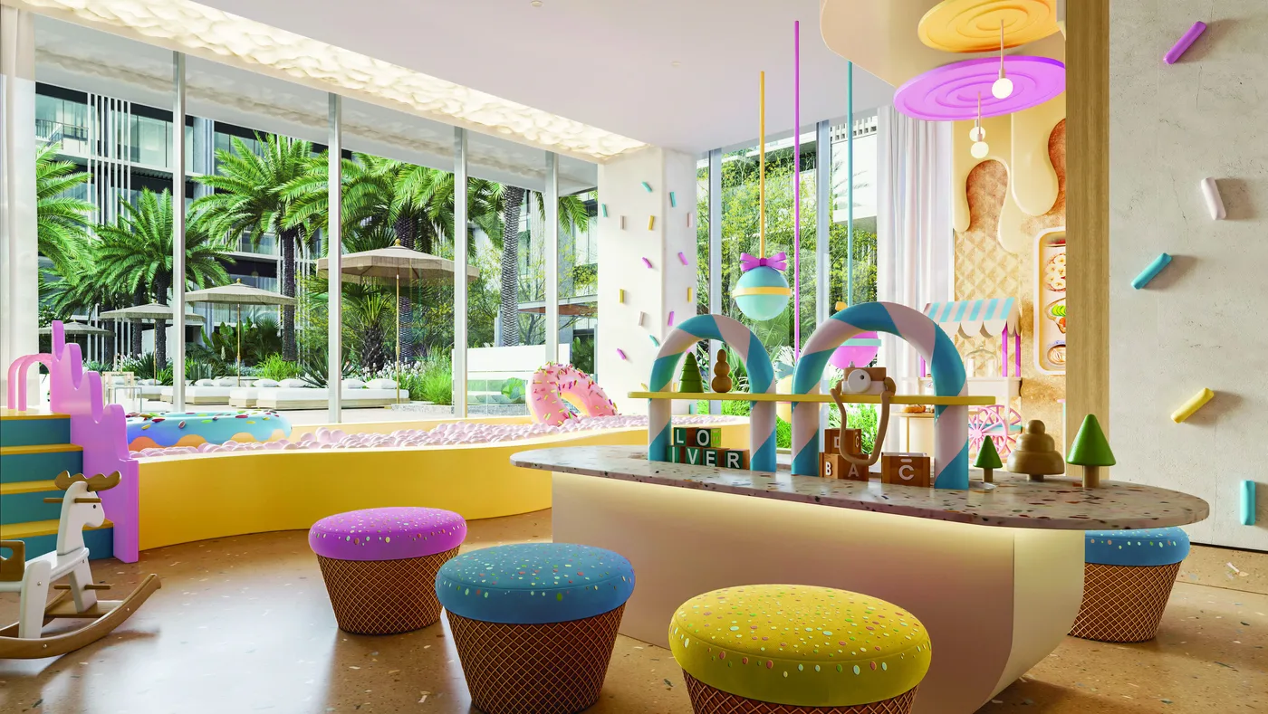 Indoor and Outdoor Kids Play Area amenity image at Everly Place