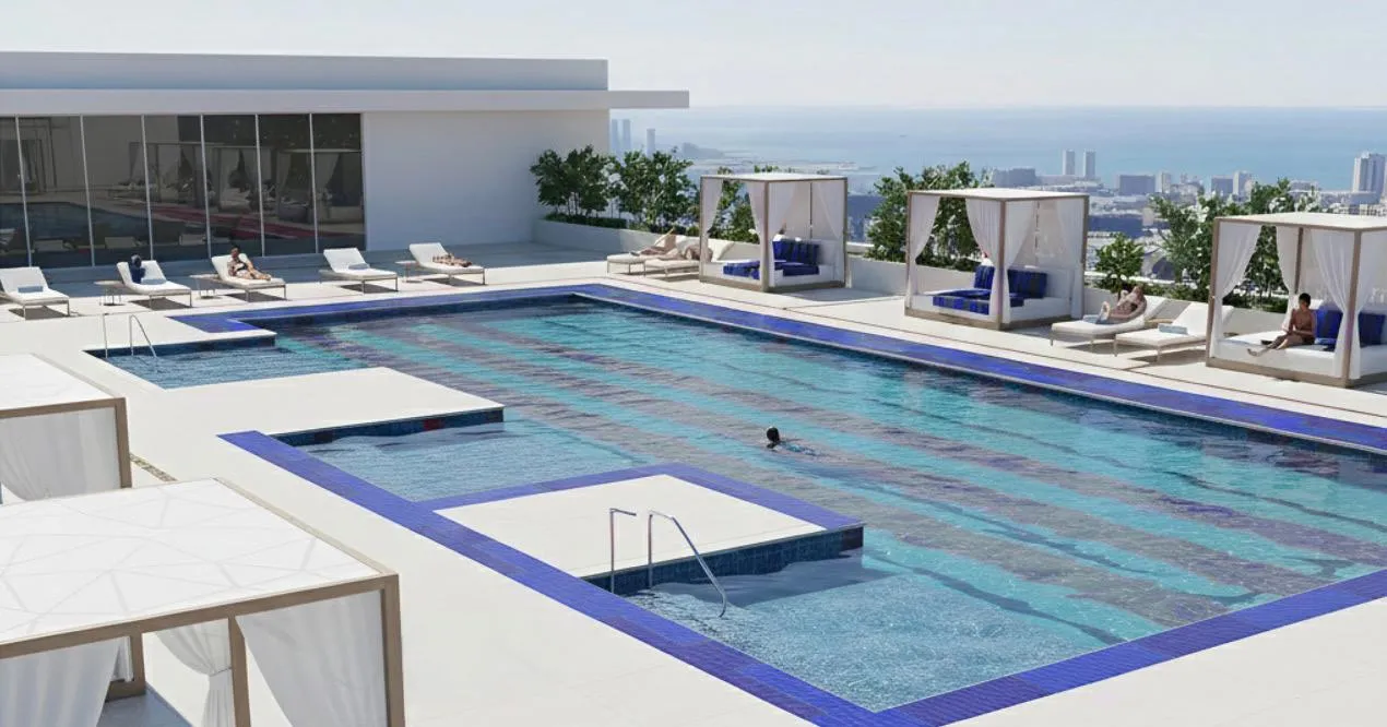 Roof Top Pool amenity image at Manchester City Yas Residences by Ohana