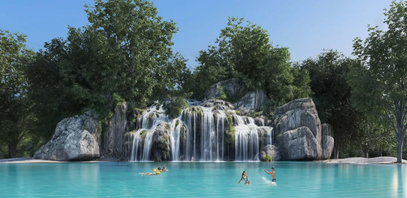 Swimmable Forest Lagoon With Waterfall amenity image at Masaar 2 Melia