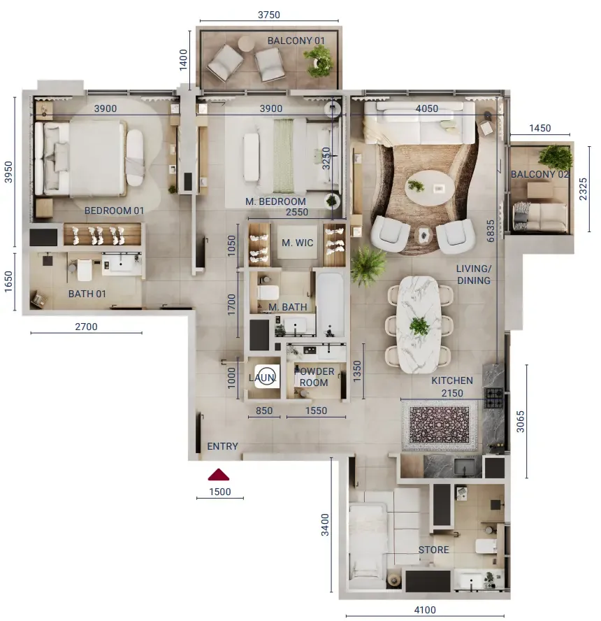 Union Properties Mirdad floor plan