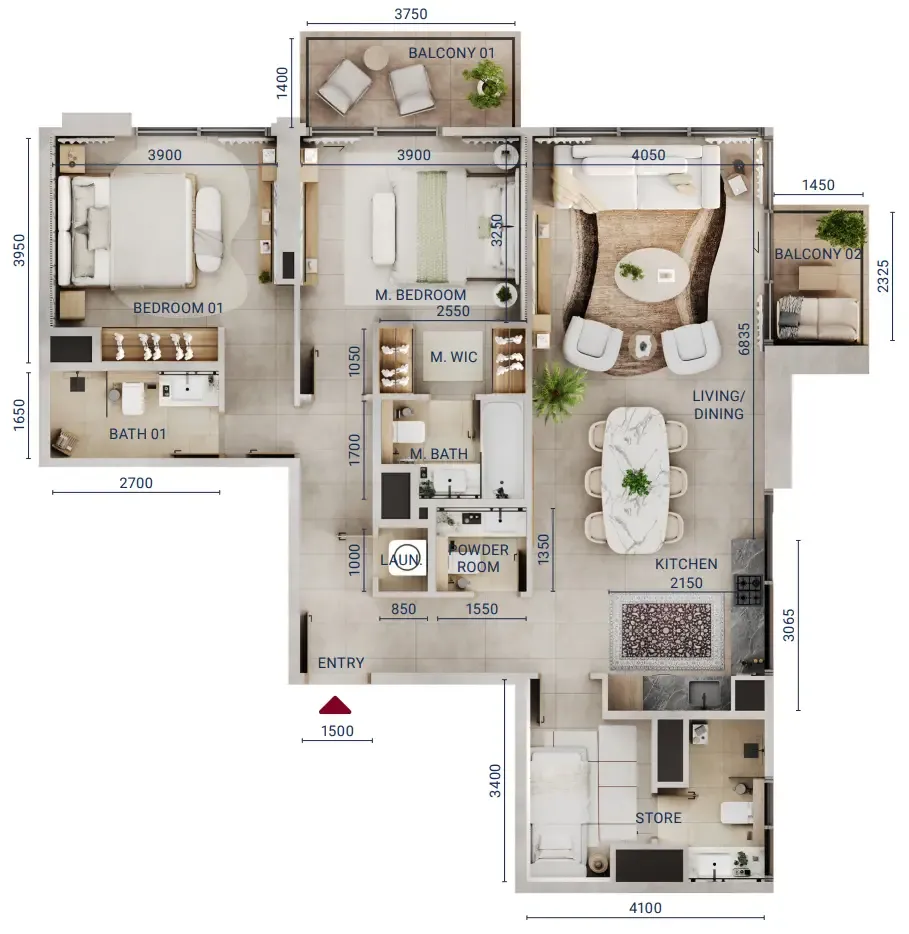 Union Properties Mirdad floor plan