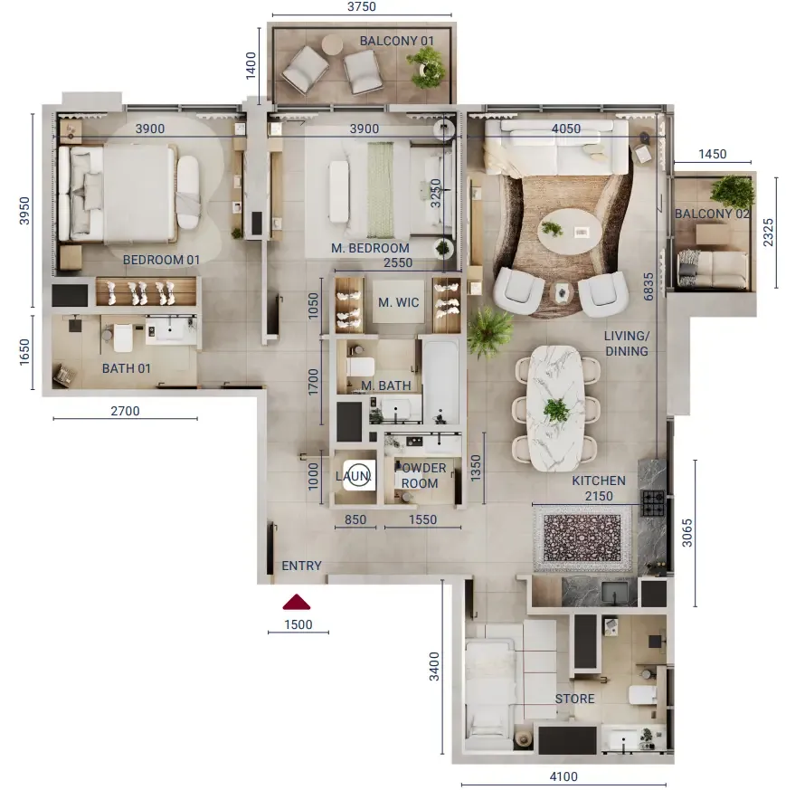Union Properties Mirdad floor plan