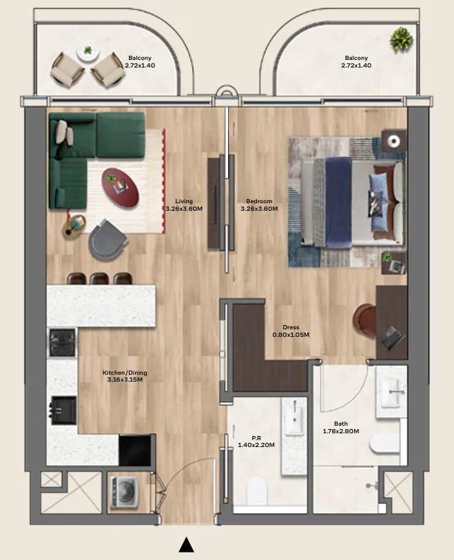 CITYVIEW Mövenpick Residences Dubai Motor City Phase 1 floor plan