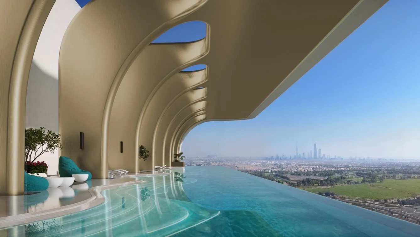 Rooftop Infinity Pool amenity image at Mövenpick Residences Dubai Motor City Phase 1