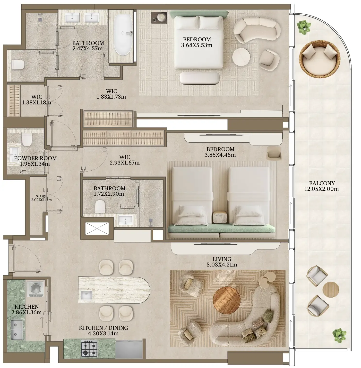 Abu Dhabi National Hotels Nasim Al Bahr Residences floor plan