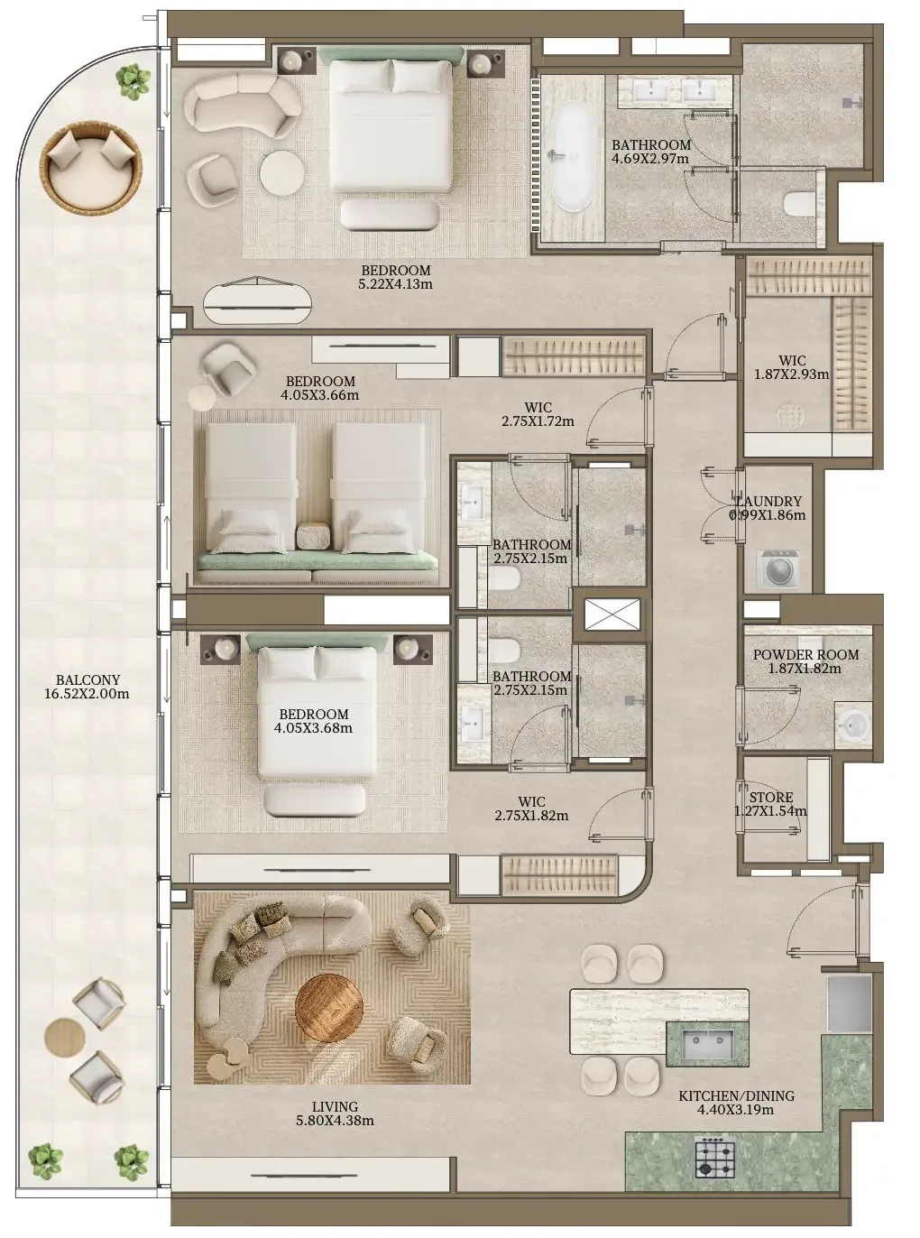 Abu Dhabi National Hotels Nasim Al Bahr Residences floor plan