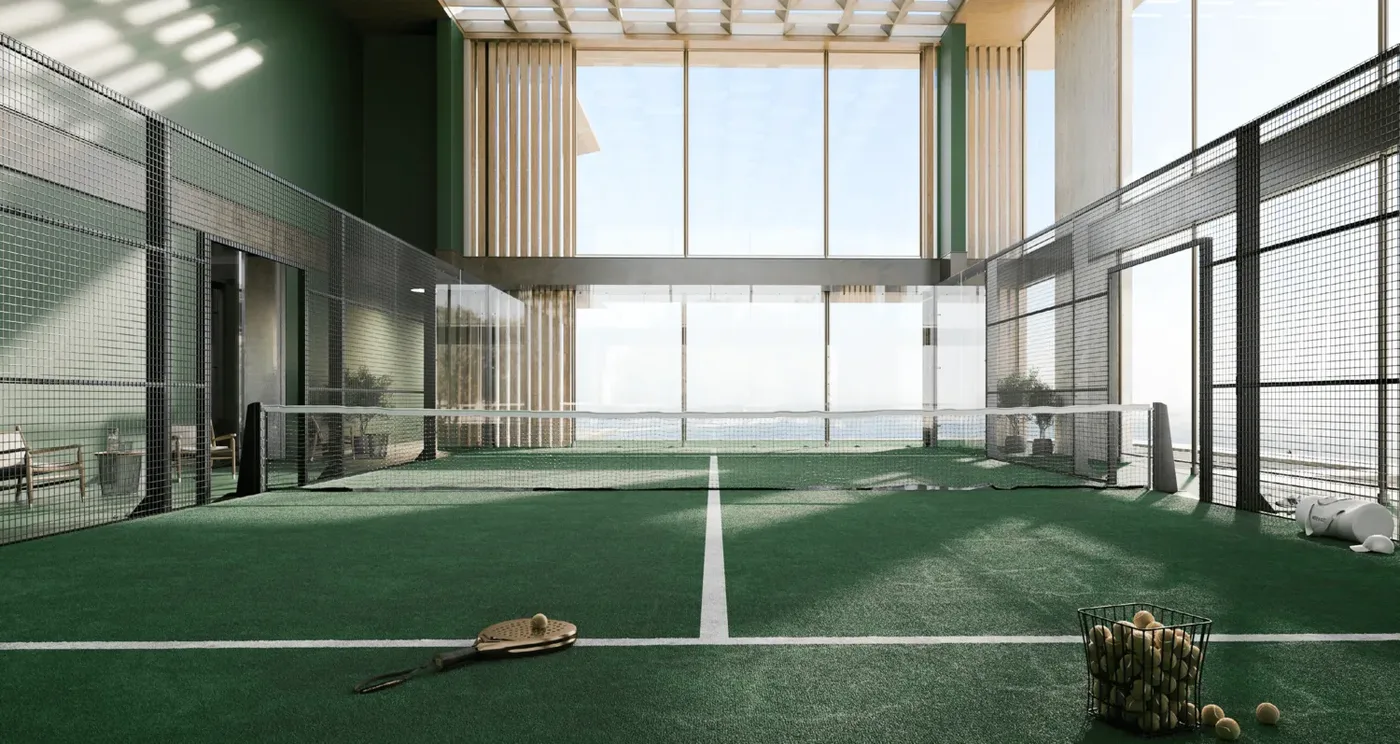 Panoramic Sea-view Padel Court amenity image at Omoria Private Residences