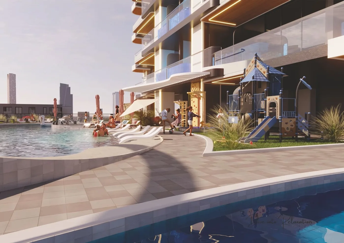 A Luxurious & Large Leisure Pool Deck amenity image at Samana Manhattan