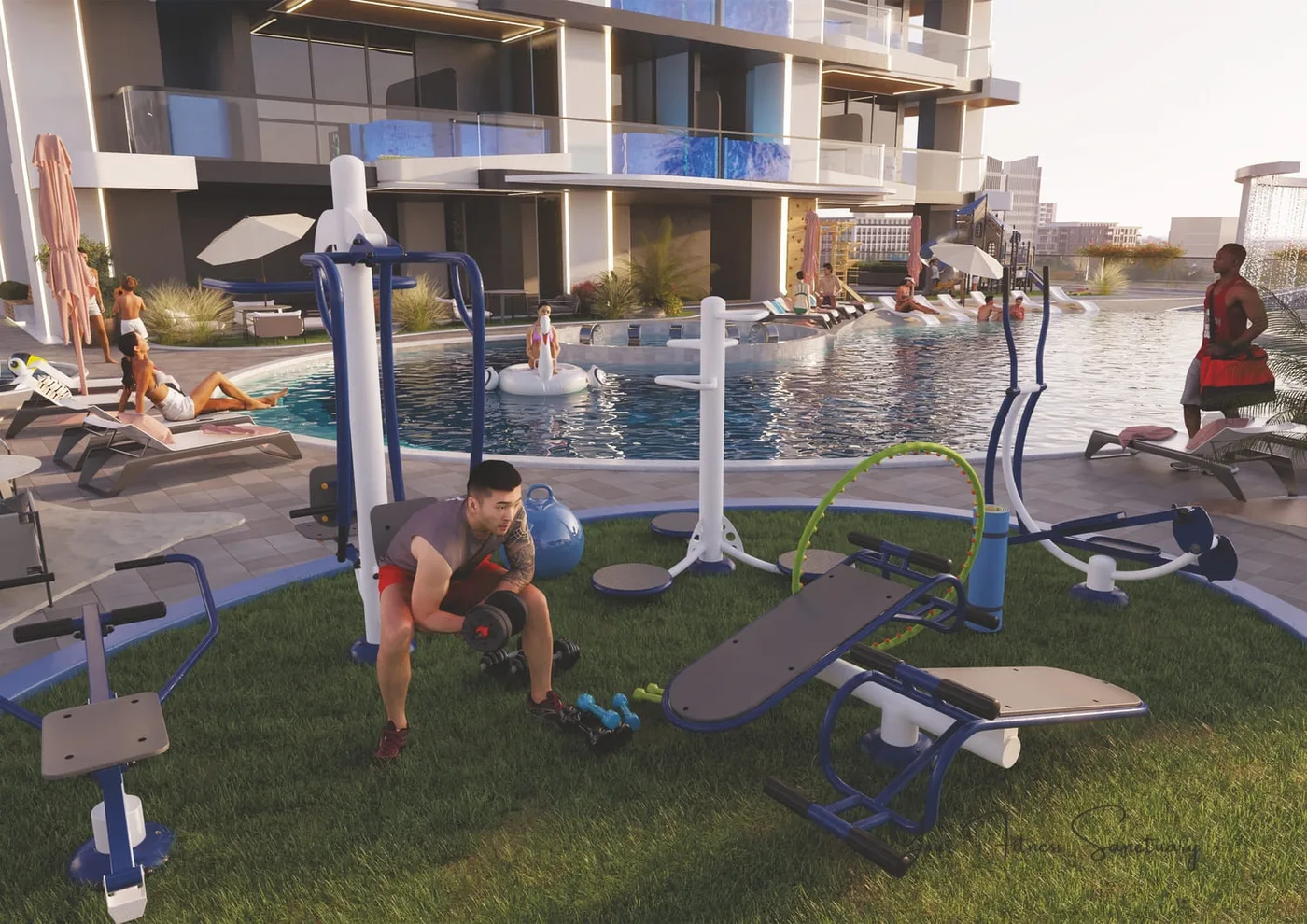 Indoor & Outdoor Gym amenity image at Samana Manhattan