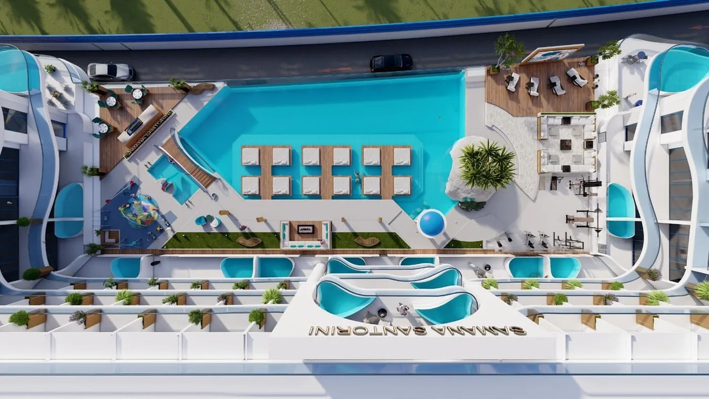 Large Leisure Pool Deck amenity image at Samana Santorini
