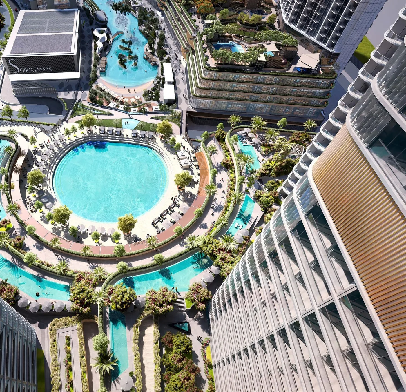 Central Water Feature amenity image at Skyvue Spectra