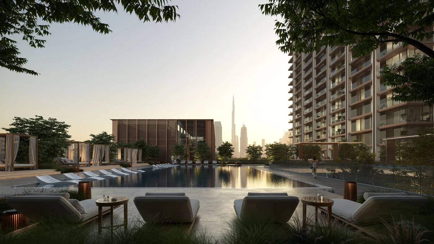 Resort-style Pool with Cabanas amenity image at The Residences DIFC Zabeel District