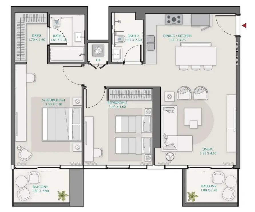 Wasl Avenue Park Towers 1 at Wasl 1 floor plan