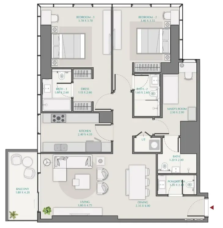 Wasl Avenue Park Towers 1 at Wasl 1 floor plan