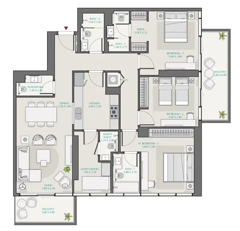 Wasl Avenue Park Towers 1 at Wasl 1 floor plan