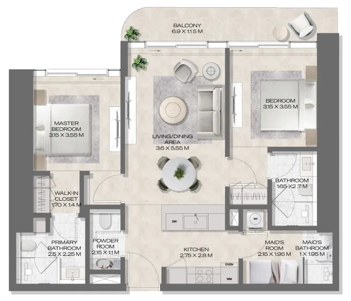 Deyaar DWTN Residences floor plan
