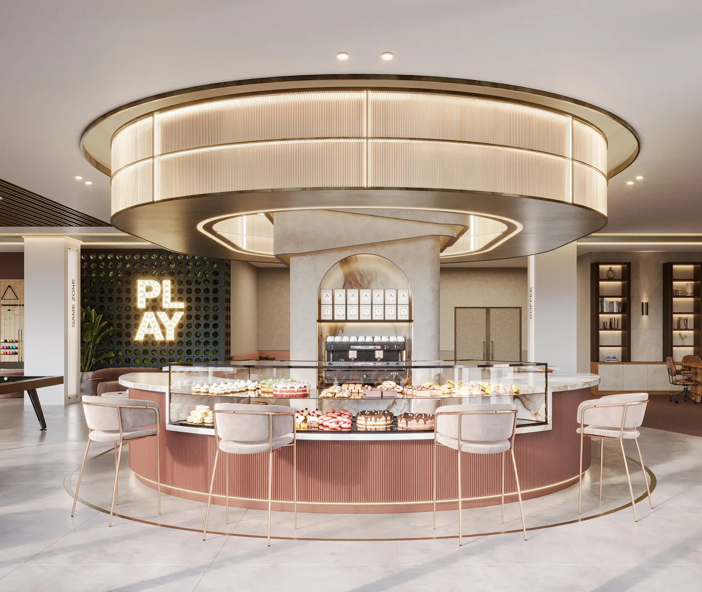 Cafe amenity image at HQ by Arista Properties