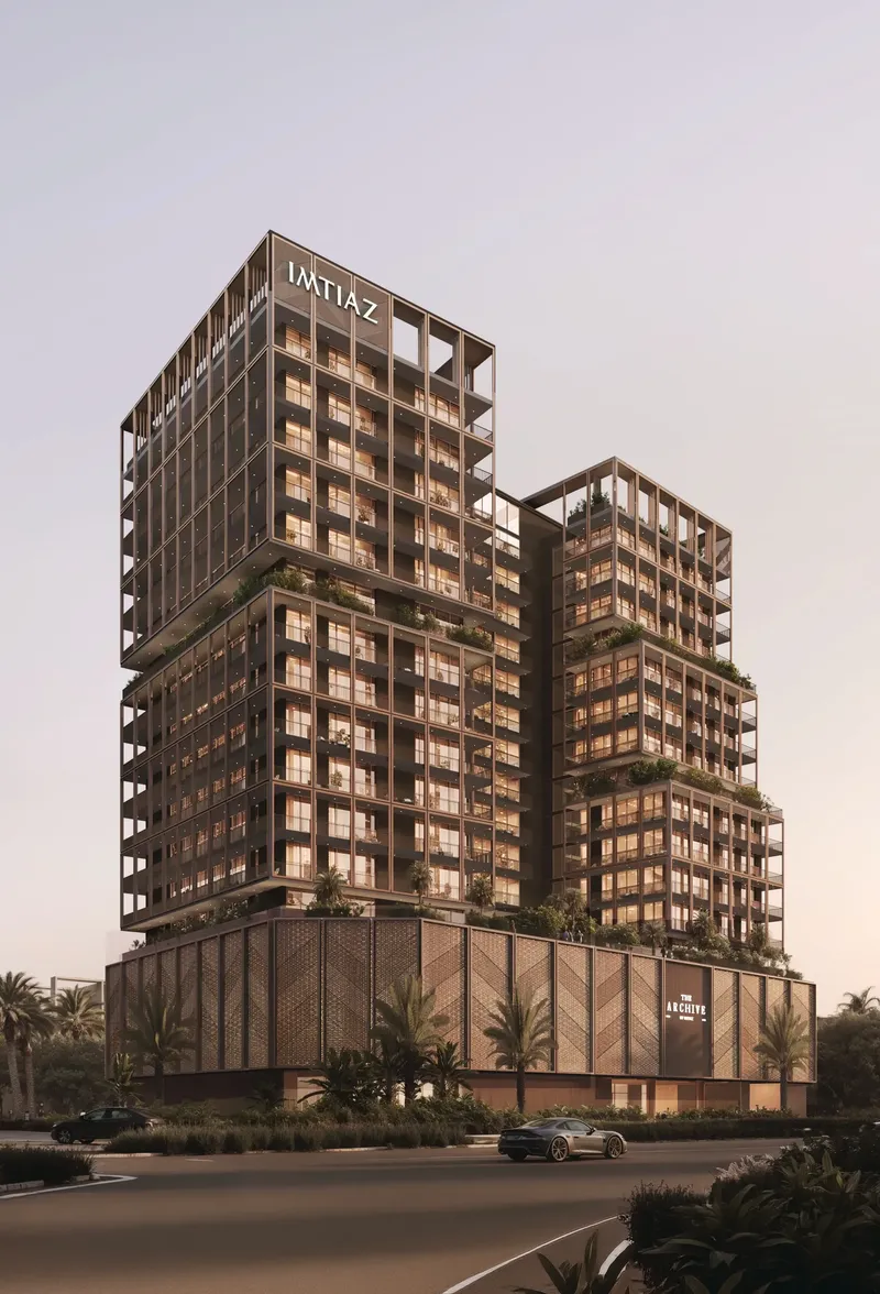Exterior at The Archive in Dubai Land Residence Complex Dubai