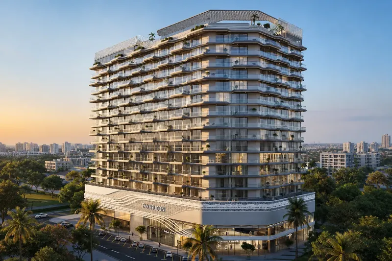 Exterior at Treppan Vision in Dubai Land Residence Complex Dubai