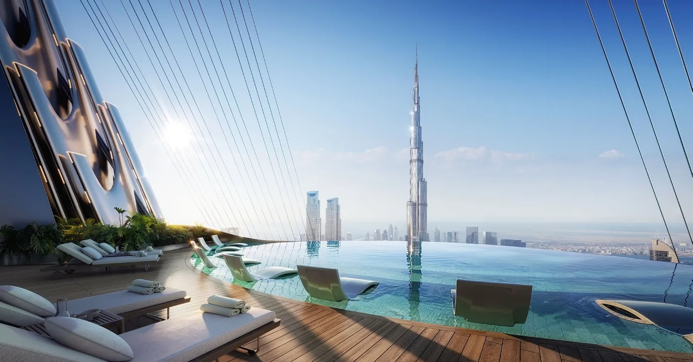 Rooftop Infinity Pool amenity image at Binghatti Skyblade